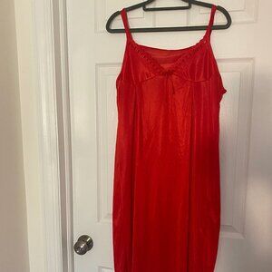 Red Vintage Slip Nightgown with Bow
